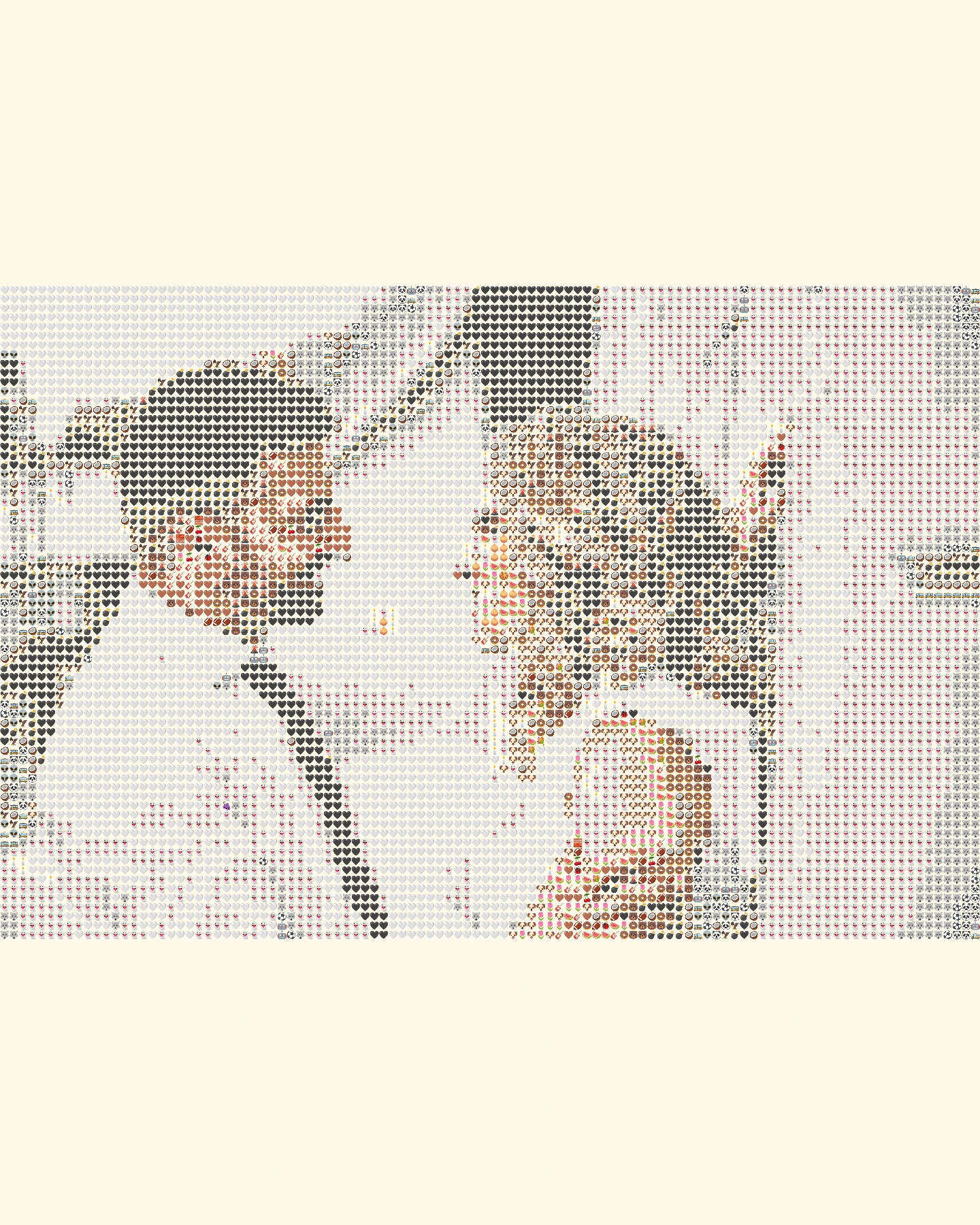 Emoji art from couple smiling at one another outdoors