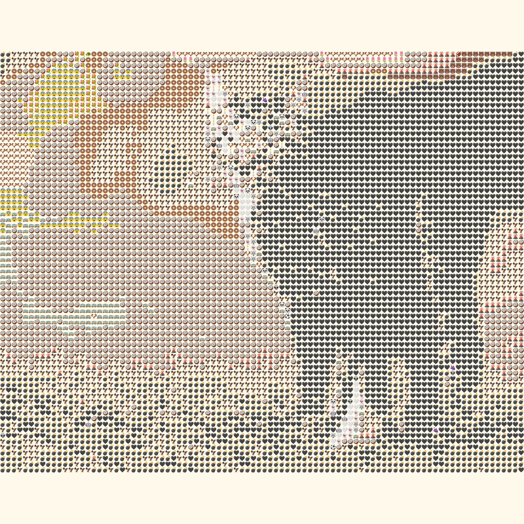 Emoji art from tabby cat looking over its shoulder